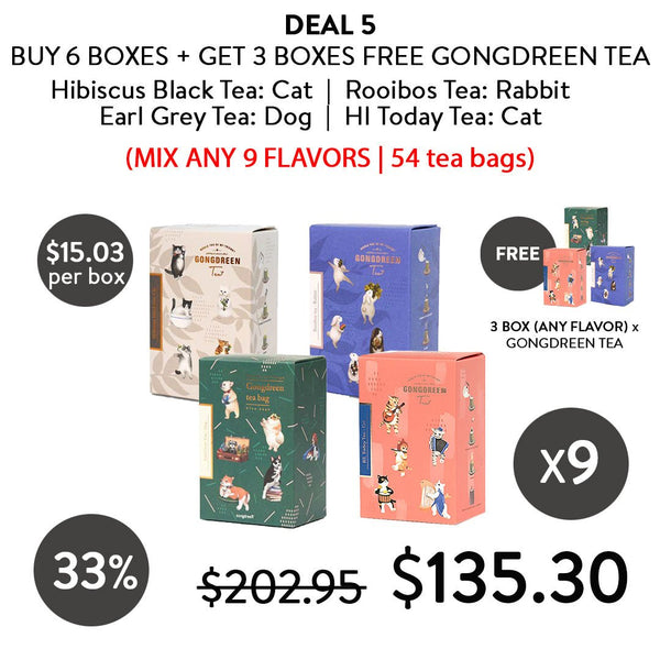 [GONGDREEN] (BUY 3 + 1 BOXES FREE) GONGDREEN TEA IN CAT DOG RABBIT - COCOMO