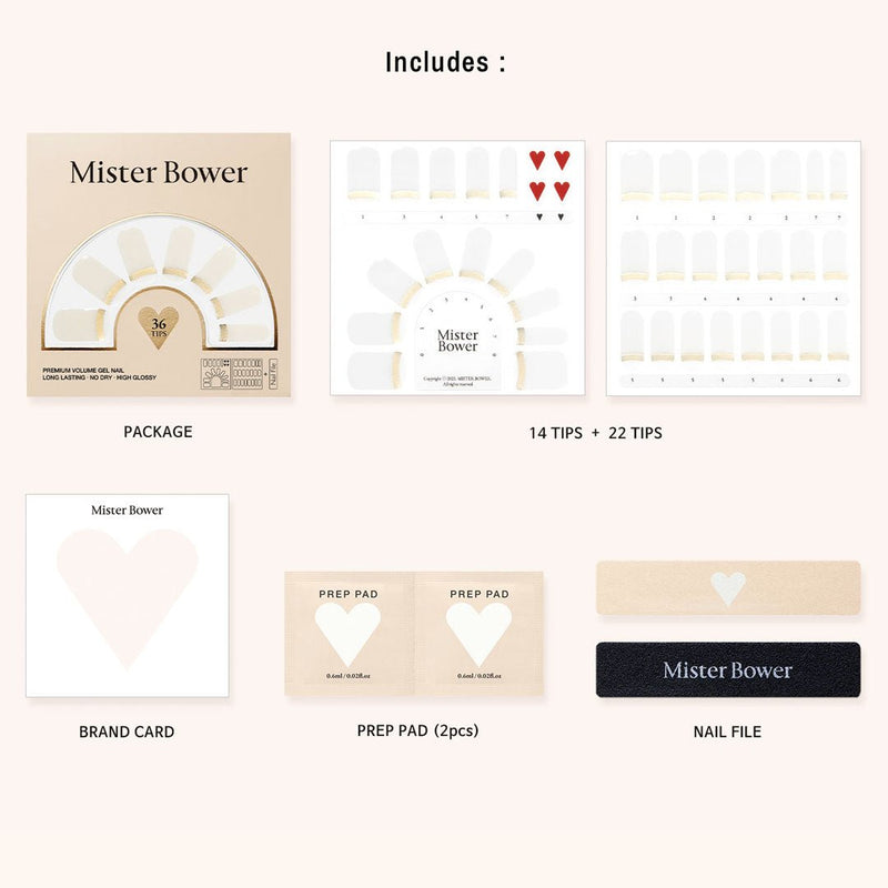 [Mister Bower] Volume Gel Nail – Gold French - COCOMO