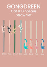[GONGDREEN] Reusable Silicone Straw CAT and DINO - COCOMO