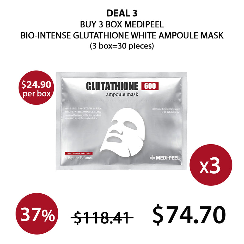 [MEDIPEEL] Bio-Intense Glutathione Whitening Ampoule Mask (1 Box = 30ml X 10 Masks)