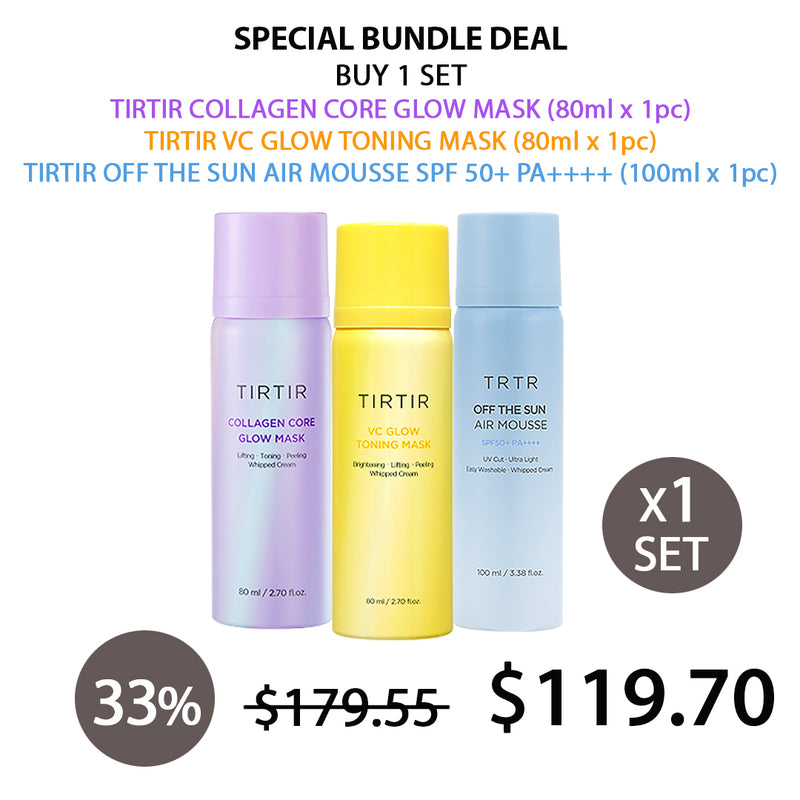 [TIRTIR] Collagen Core Glow Mask 80ml | VC Glow Toning Mask 80ml | Off The Sun Air Mousse SPF 50+ PA++++ 100ml