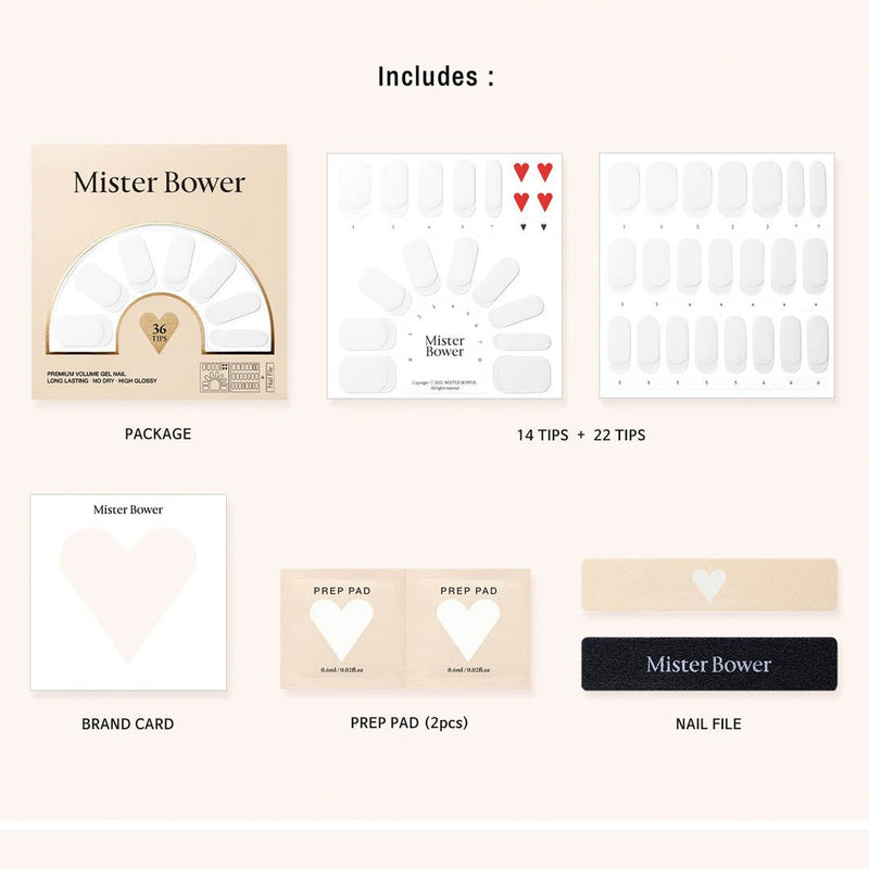 [Mister Bower] Volume Gel Nail – White French - COCOMO